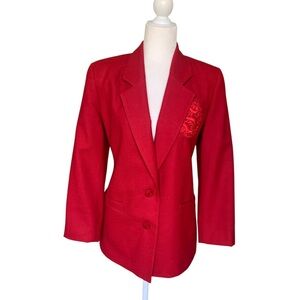 100% wool Vibrant Red Women's Blazer- Size 6